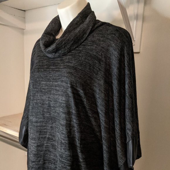 Charcoal Heather Gray Pullover Batwing Cowl Neck Sweater - Picture 2 of 8